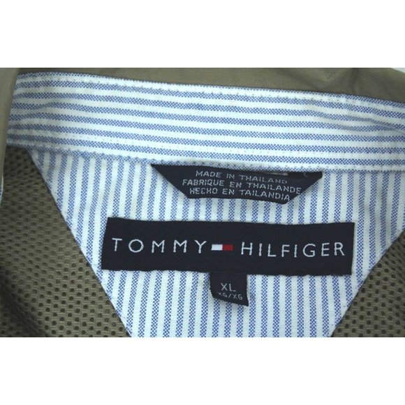 TOMMY HILFIGER Size XLarge Tan Khaki Small Flag Mesh Lined Windbreaker Jacket - Picture 2 of 8
